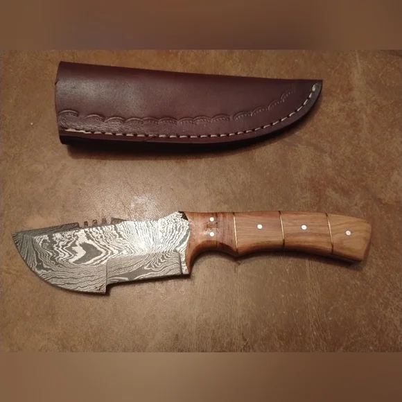 New Damascus steel blade men's hunting knife with sheath - Picture 1 of 10